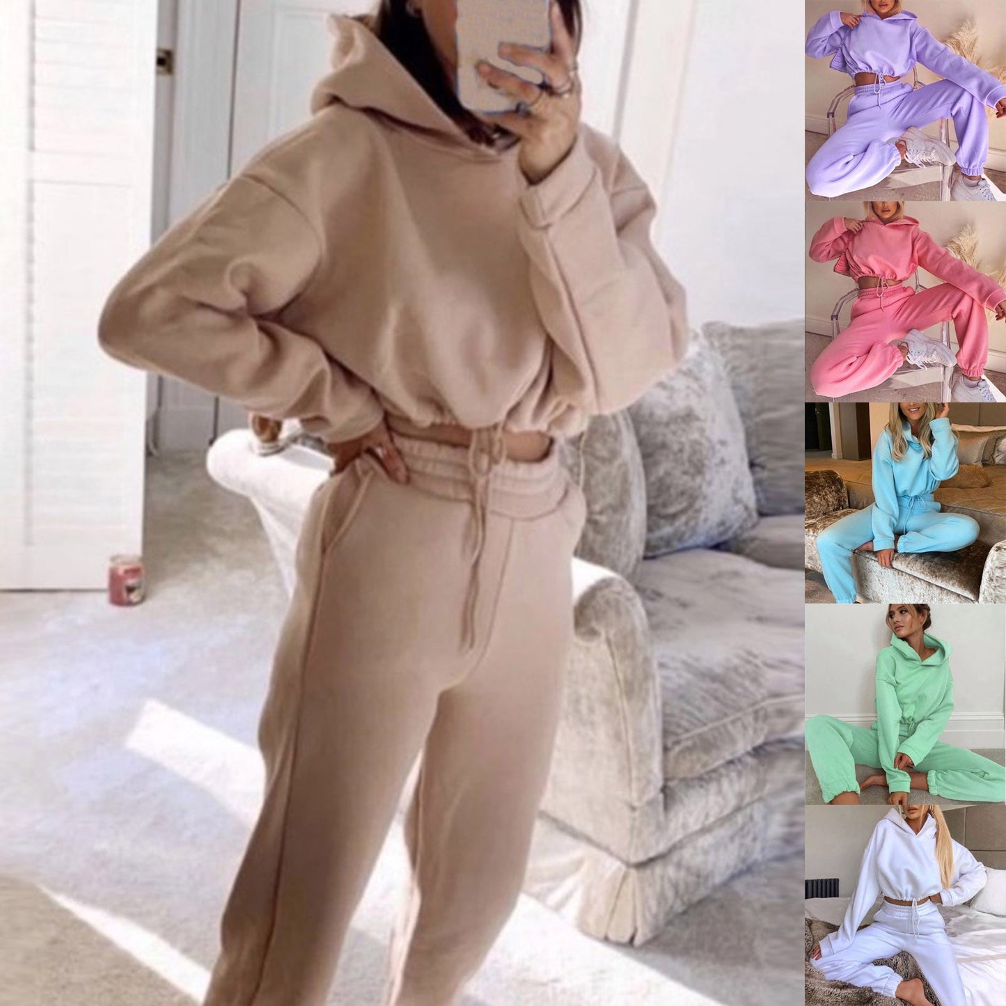 ActiveChic™ Women's 2-Piece Jogging Suit with Long Sleeve Hoodie - Stylish Jogging Tracksuit